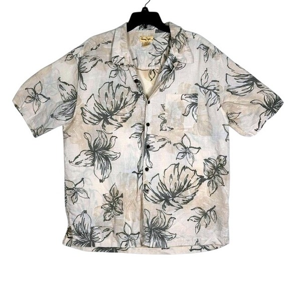 Panama Jack Other - Panama Jack Mens XL Floral Sketch Ramie Cotton Short Sleeve Button Down Shirt